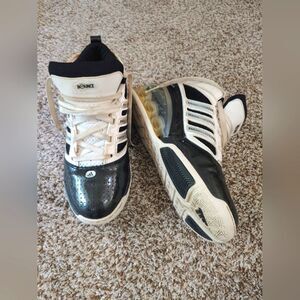 Vintage Y2K Adidas Bounce Sneakers Women's B&W Basketball Shoes Size 6.5